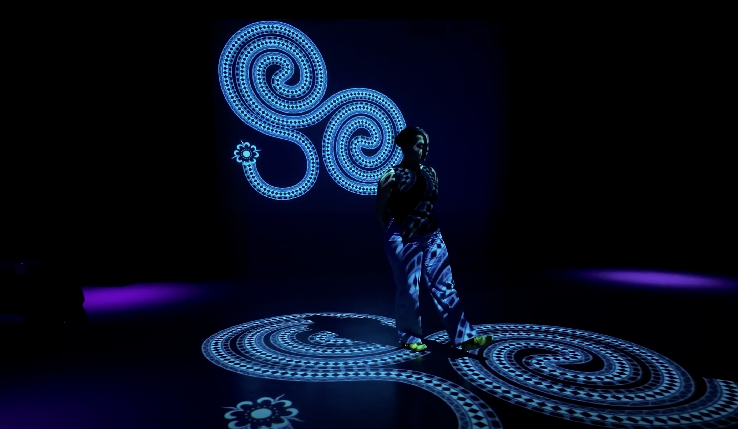 'Living Labyrinths', 2025. Audiovisual installation, projected graphics
