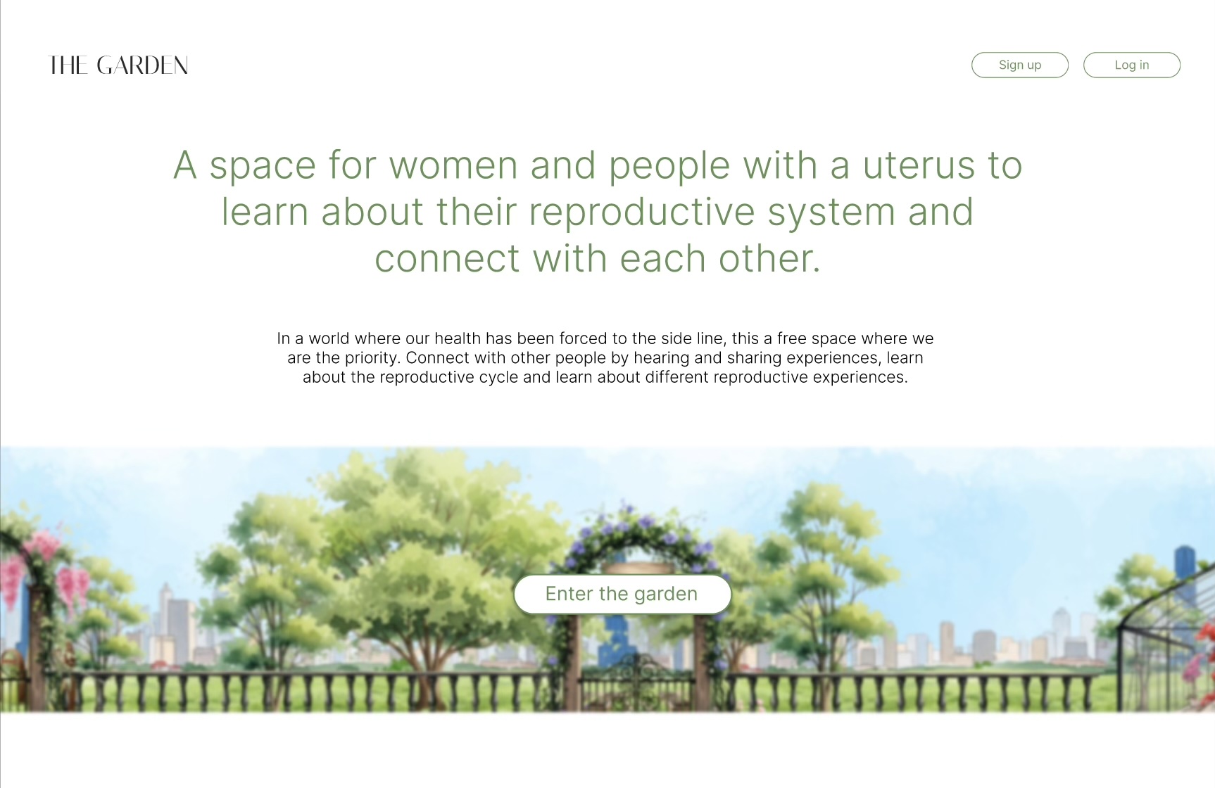 'Landing Page for The Garden', 2025. Website
