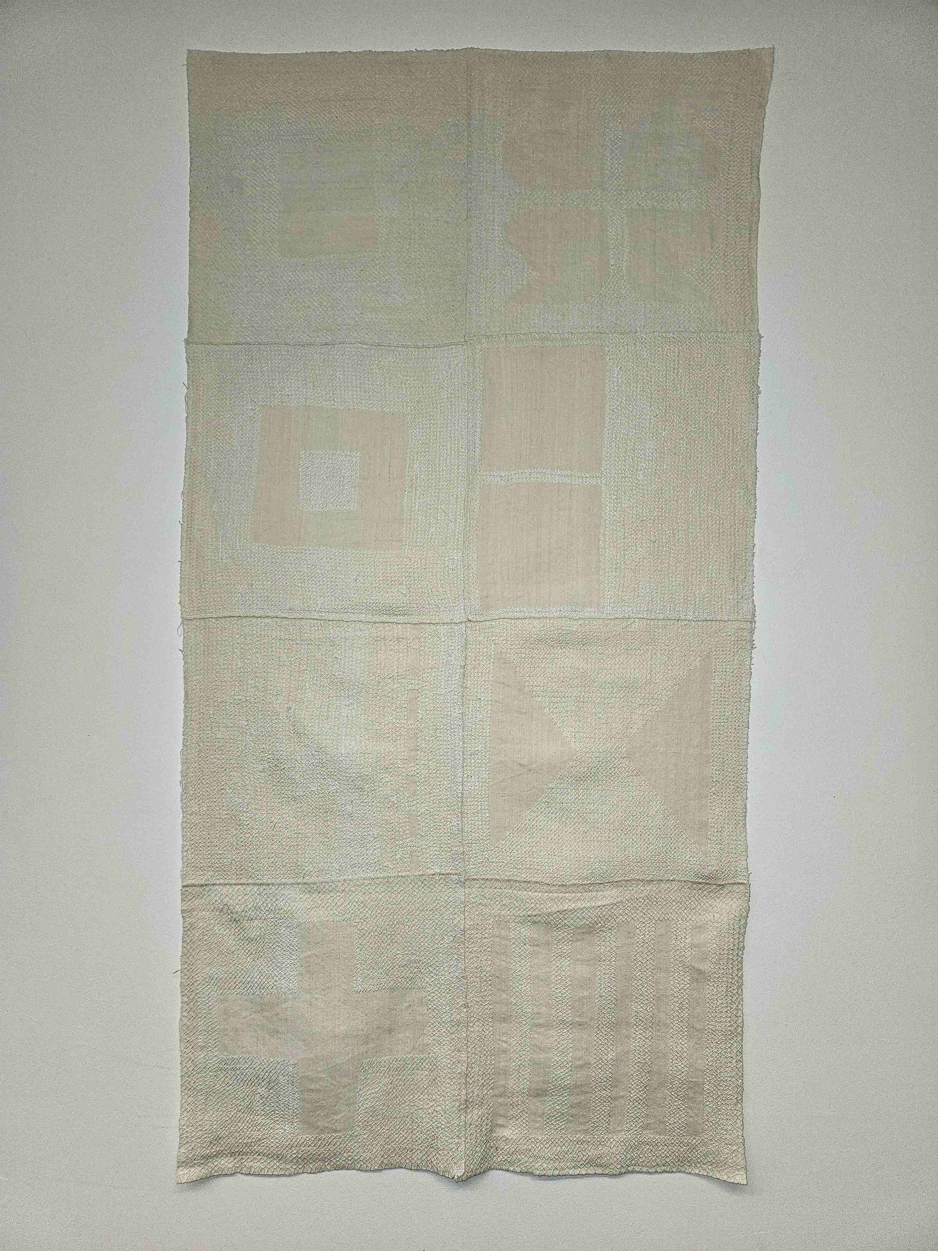 'Threads of Continuity', 2024–25. Embroidery thread on handwoven linen