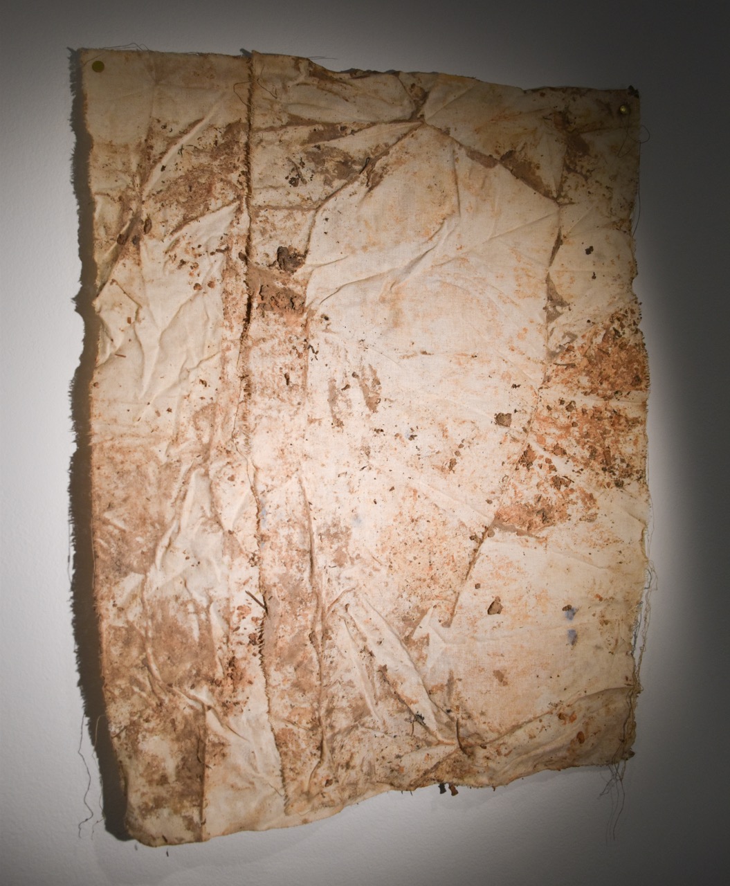 'Sunny Corner', 2025. Soil on calico, brass