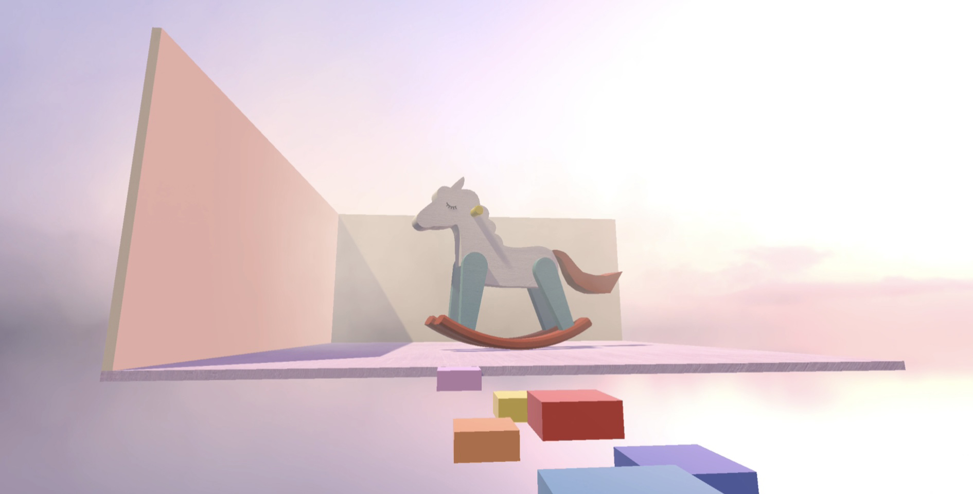 'Soft Rewind', 2025. Photoshop, digital modelling and texturing, unity real-time 3D environment, cinematic video editing, ambient sounds