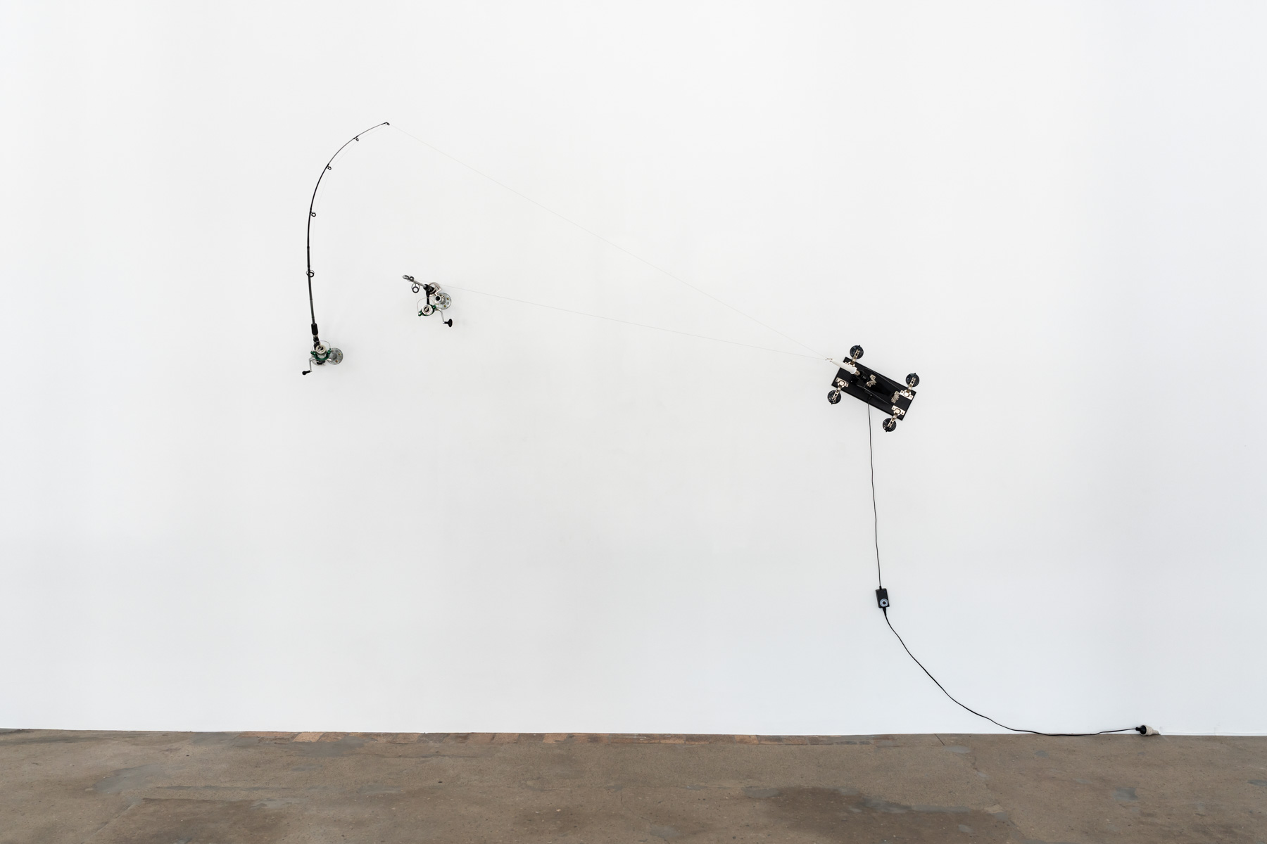 'On the Line', 2024. Fishing rod, machine 