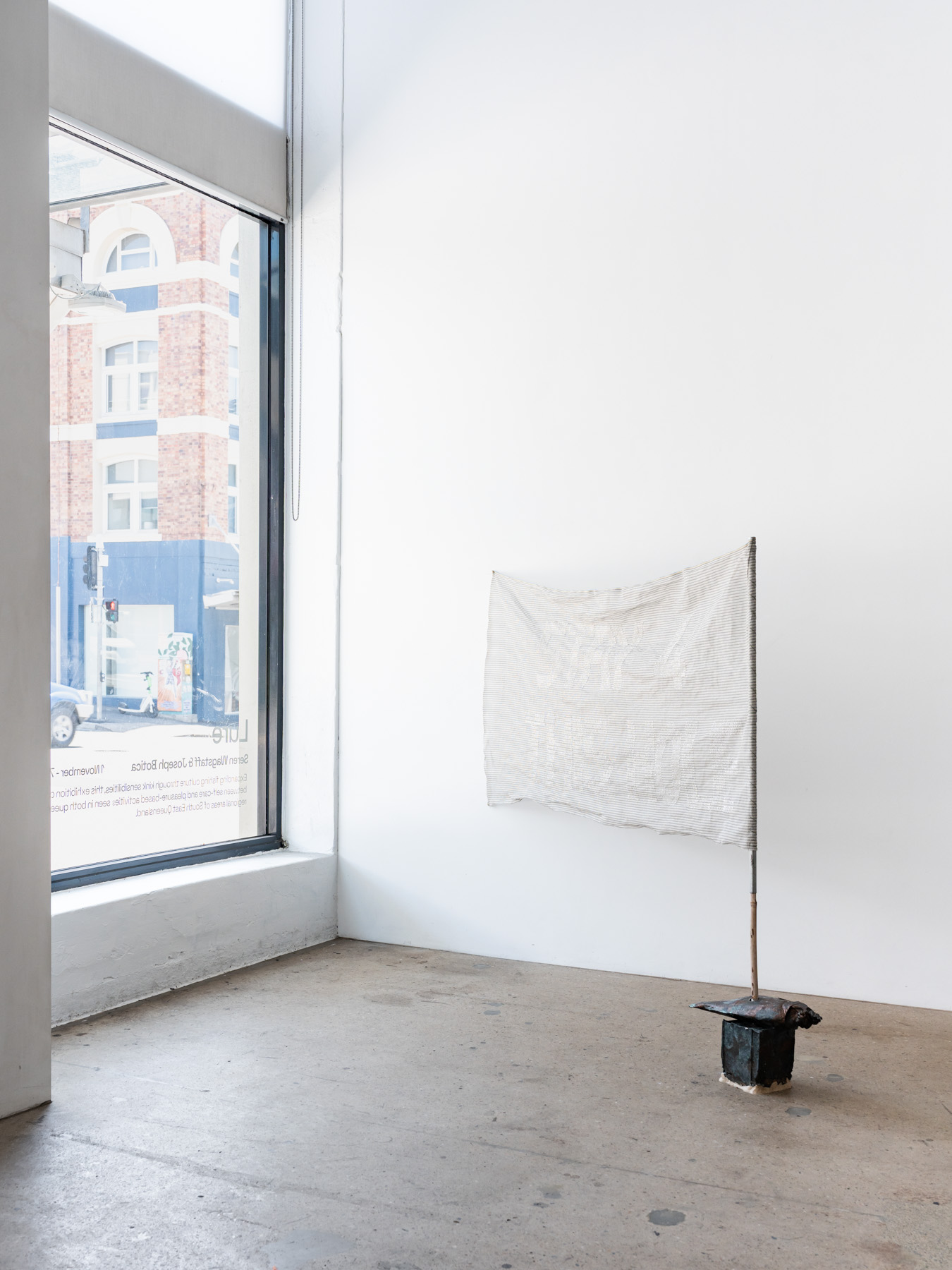 'Stay for this hole', 2023. Polyester, bambo, bronze, plaster 