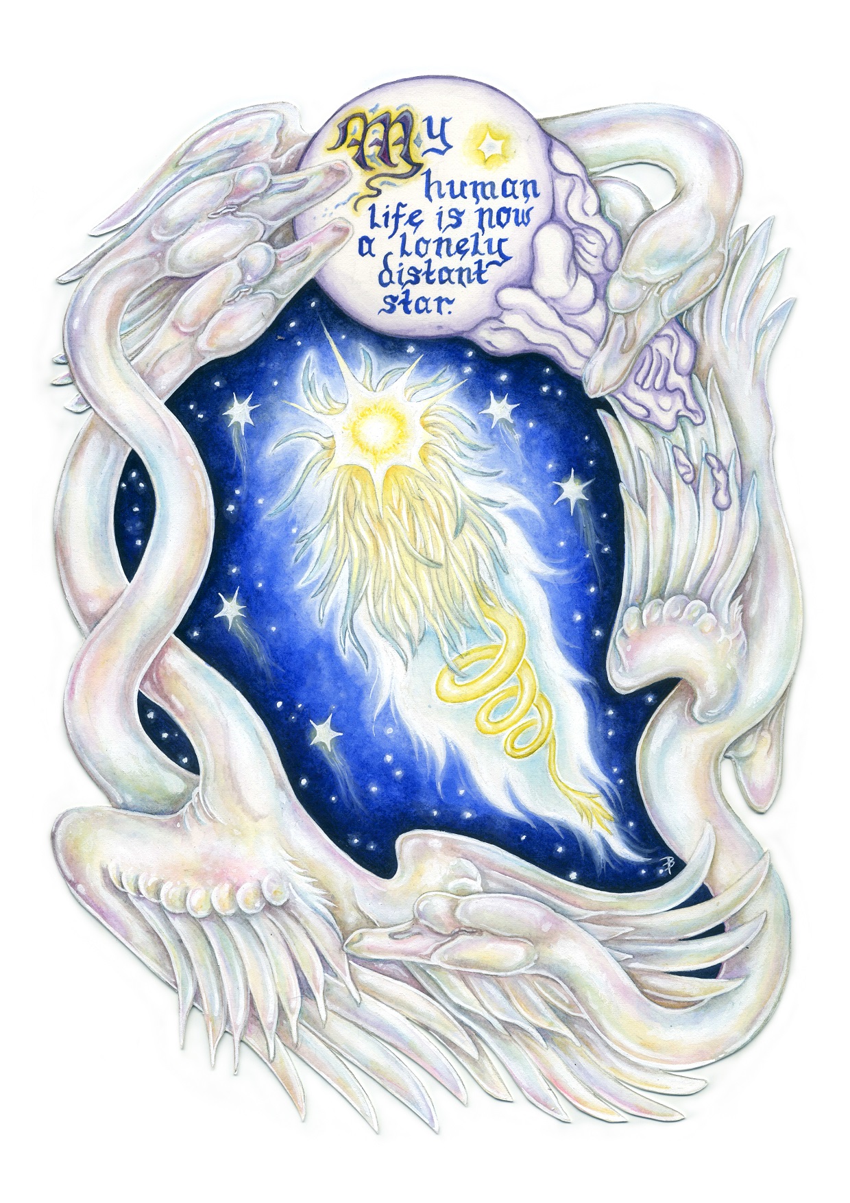'Cygnet (pg. 2)', 2025. Watercolour and gouache on paper