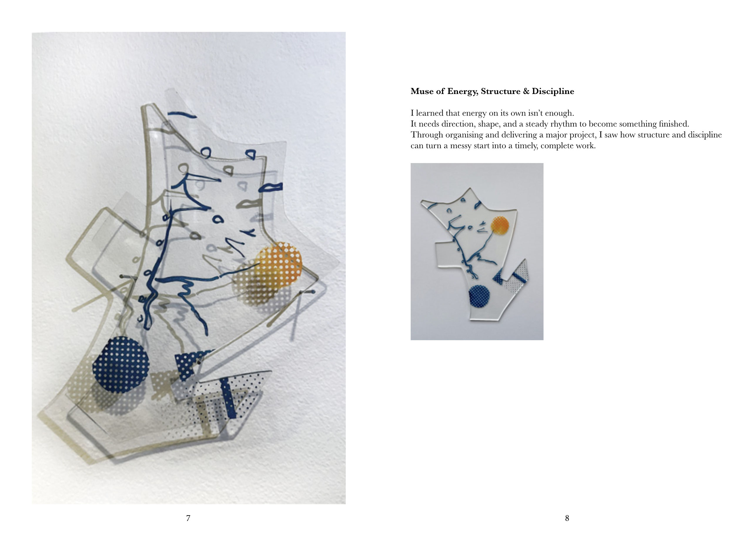 'Uni Muses (Catalogue, pages 7‚8)', 2025. Printed paper catalogue