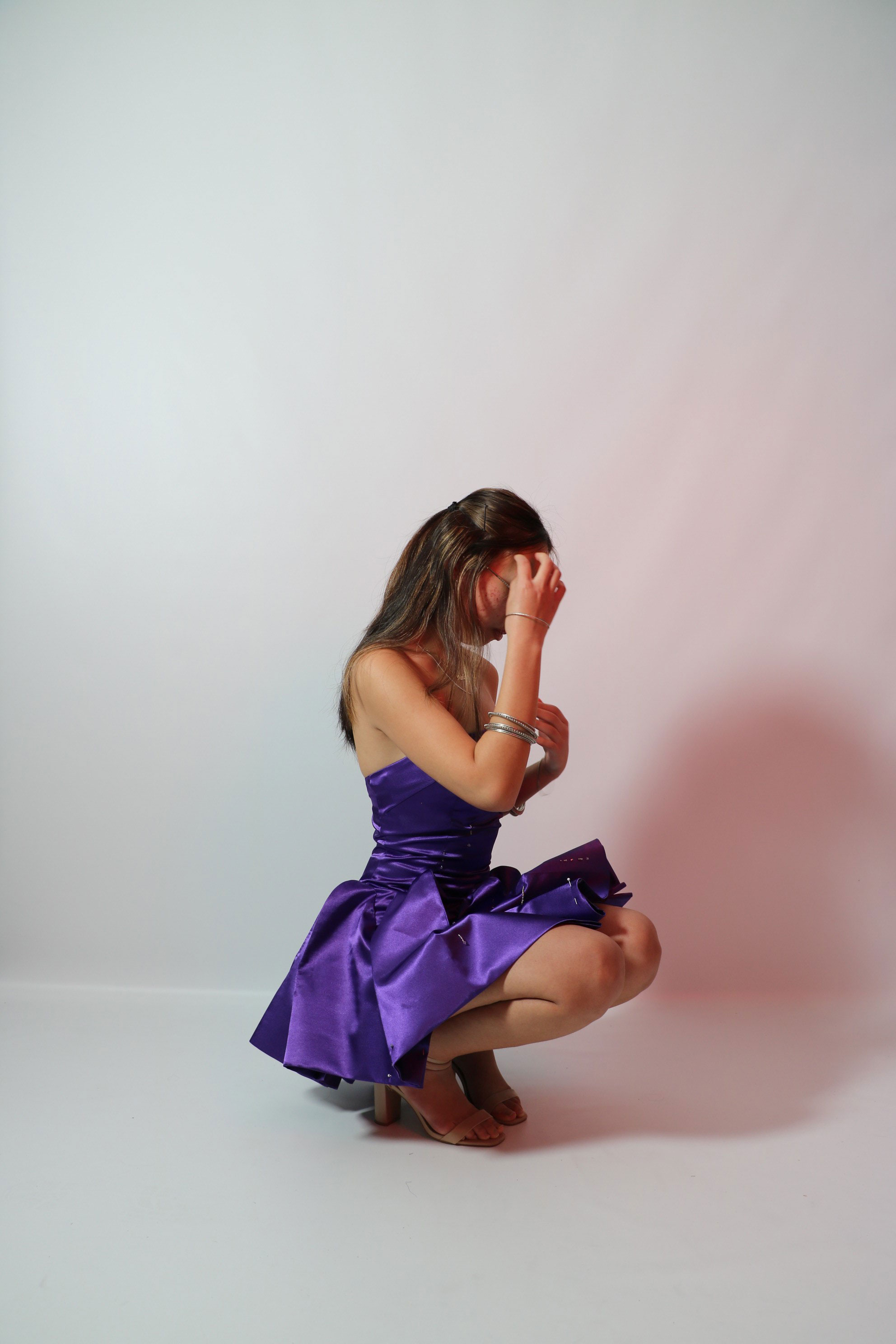 'Butti', 2025. Polyester satin and silver beads