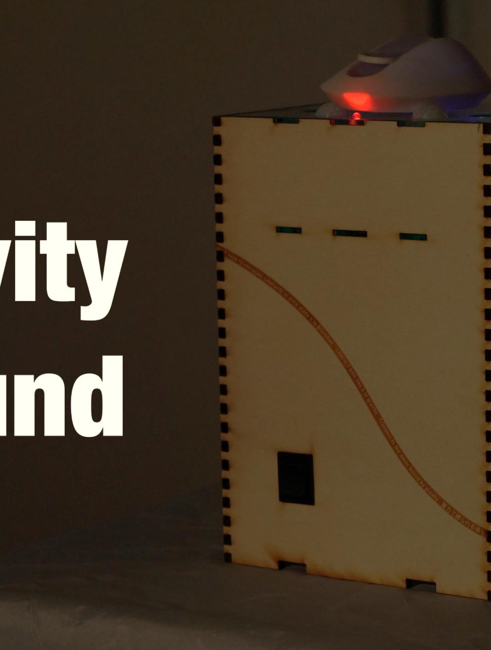 'Gravity Unbound', 2025. Wood, resin, magnets, arduino circuit