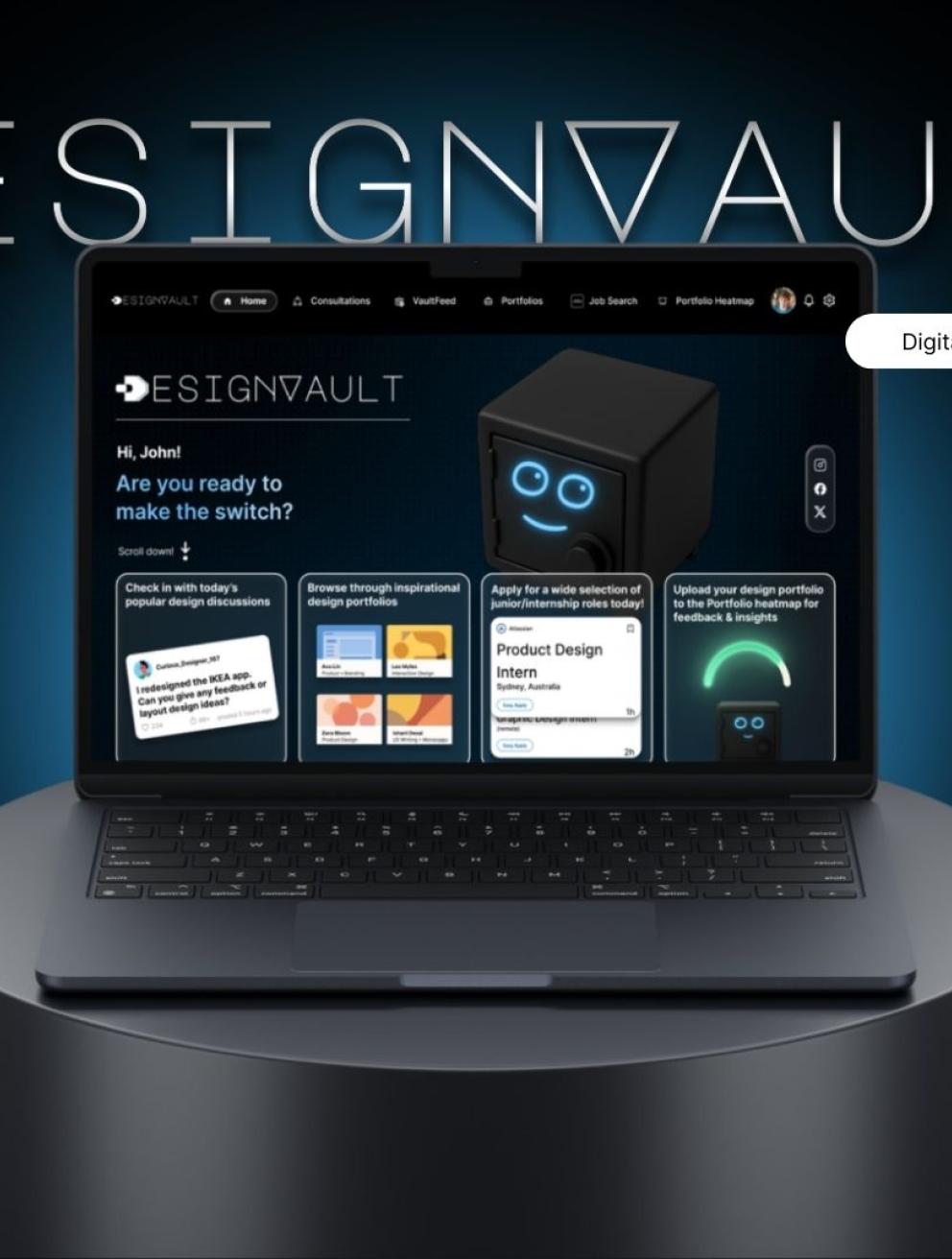 'DesignVault', 2025. Digital Figma prototype