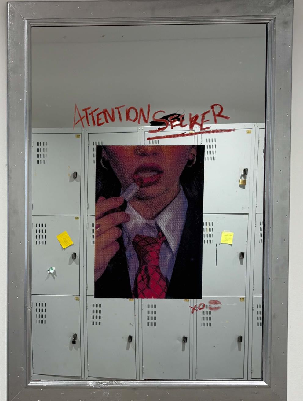 'Hot Lips', 2025. CMYK screen print on mirror