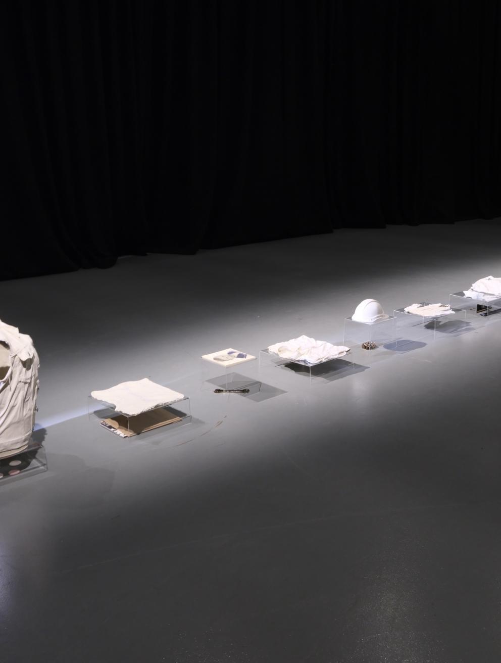 'Queering the straight line', 2025. Ceramic and perspex