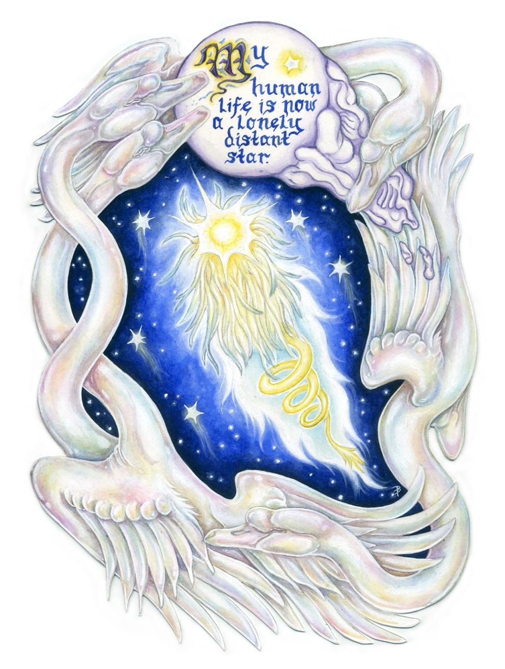 'Cygnet (pg. 2)', 2025. Watercolour and gouache on paper