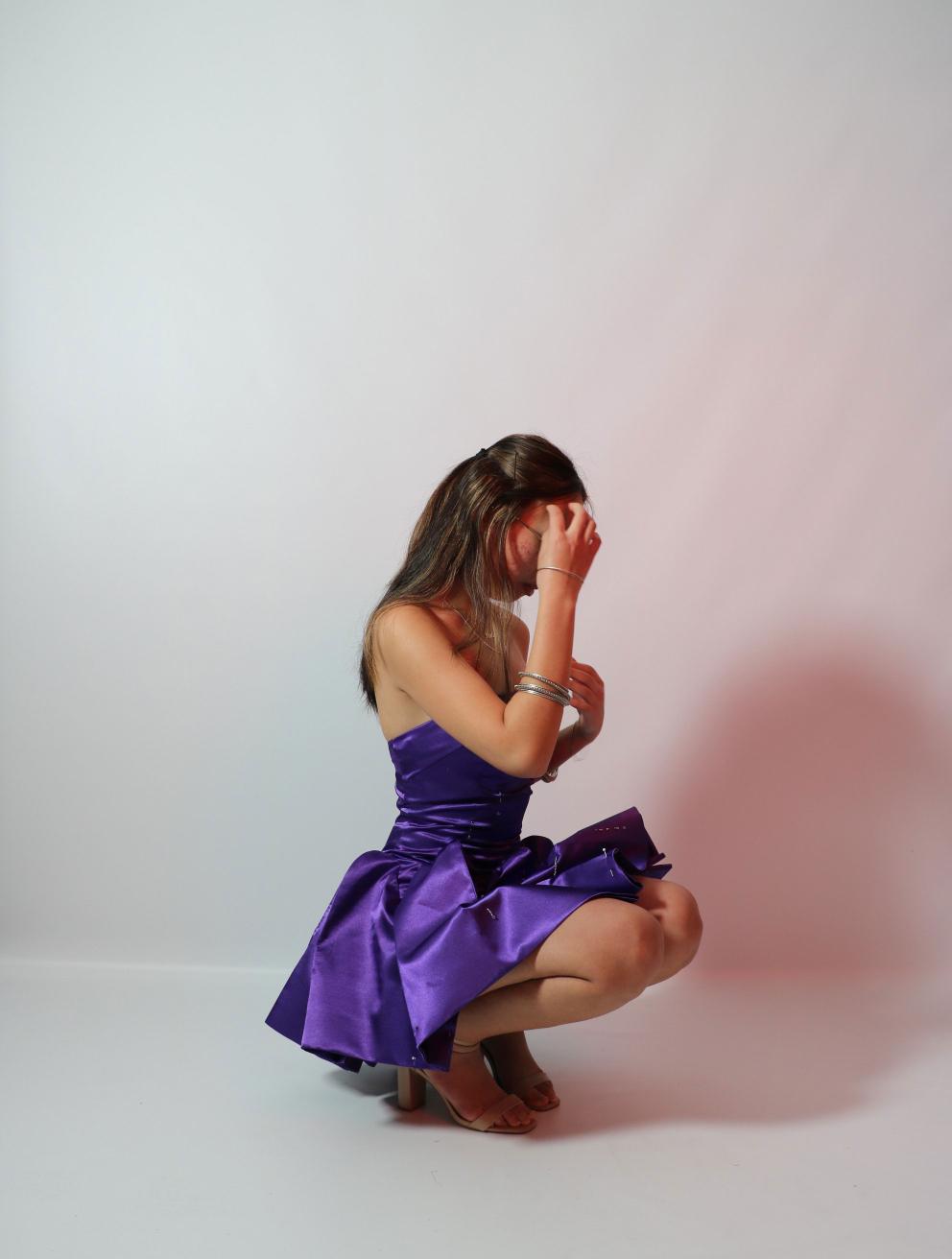 'Butti', 2025. Polyester satin and silver beads