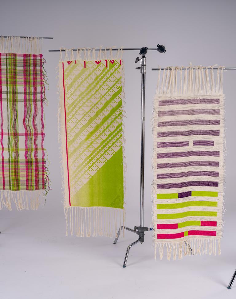'Wollemi Weave', 2025. Handwoven cotton cloth, textile ink