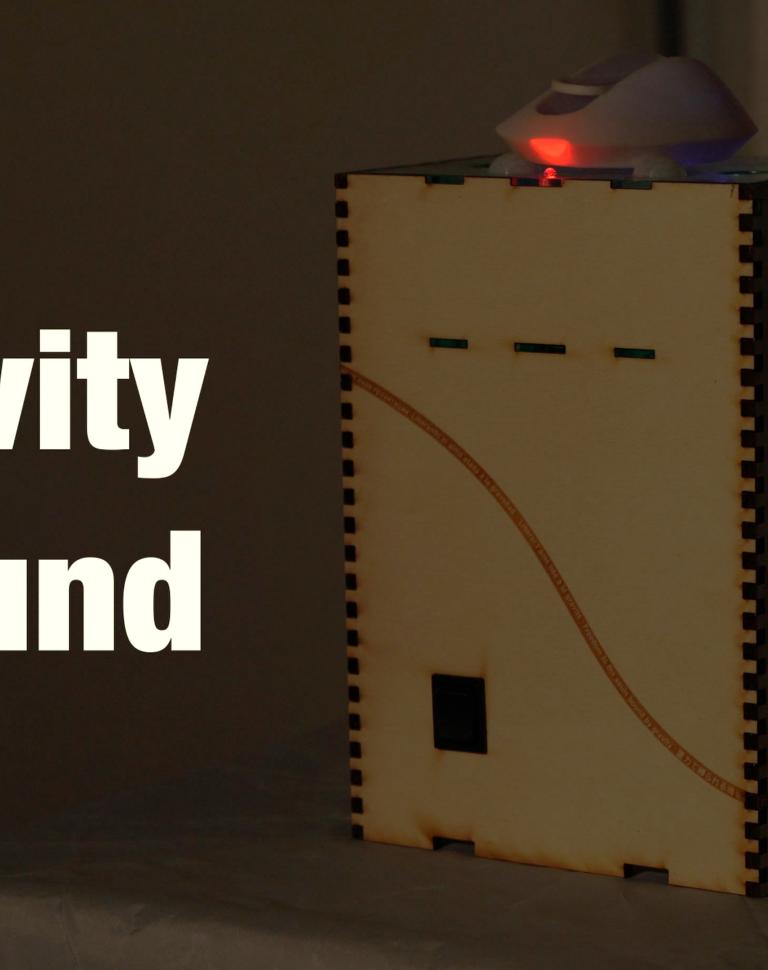 'Gravity Unbound', 2025. Wood, resin, magnets, arduino circuit