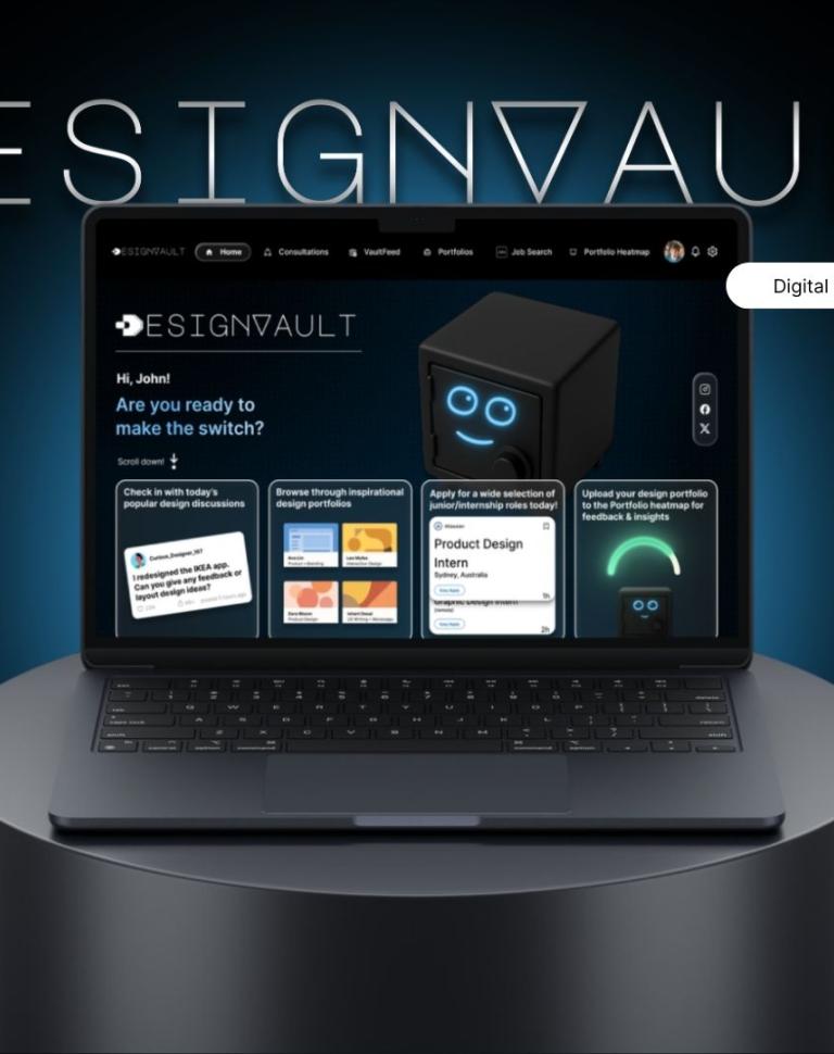 'DesignVault', 2025. Digital Figma prototype