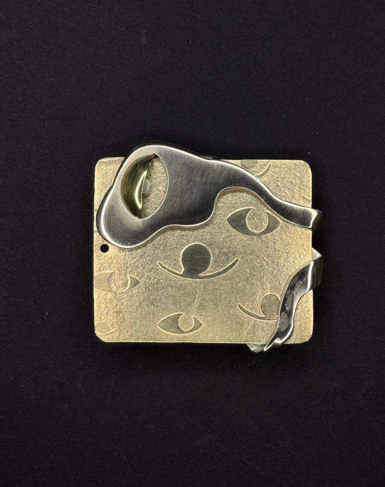 'Eye of Pride / Cheshm-e Eftekhar', 2025. Nickel silver, brass