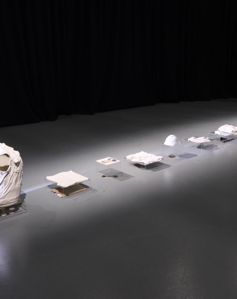 'Queering the straight line', 2025. Ceramic and perspex