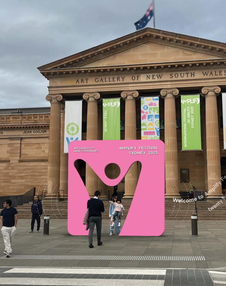 'Amplify Festival - Location Signage', 2025. Photography and digital mockup