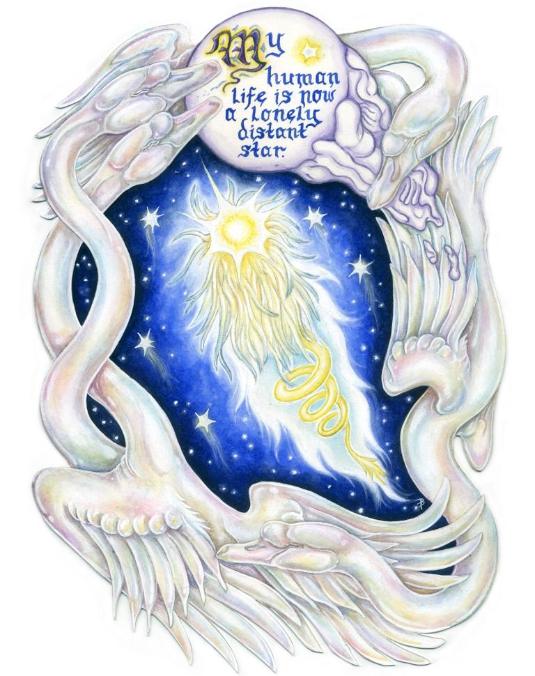 'Cygnet (pg. 2)', 2025. Watercolour and gouache on paper