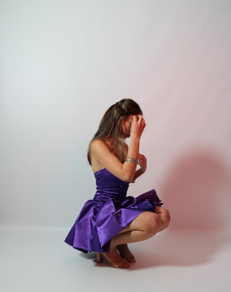 'Butti', 2025. Polyester satin and silver beads